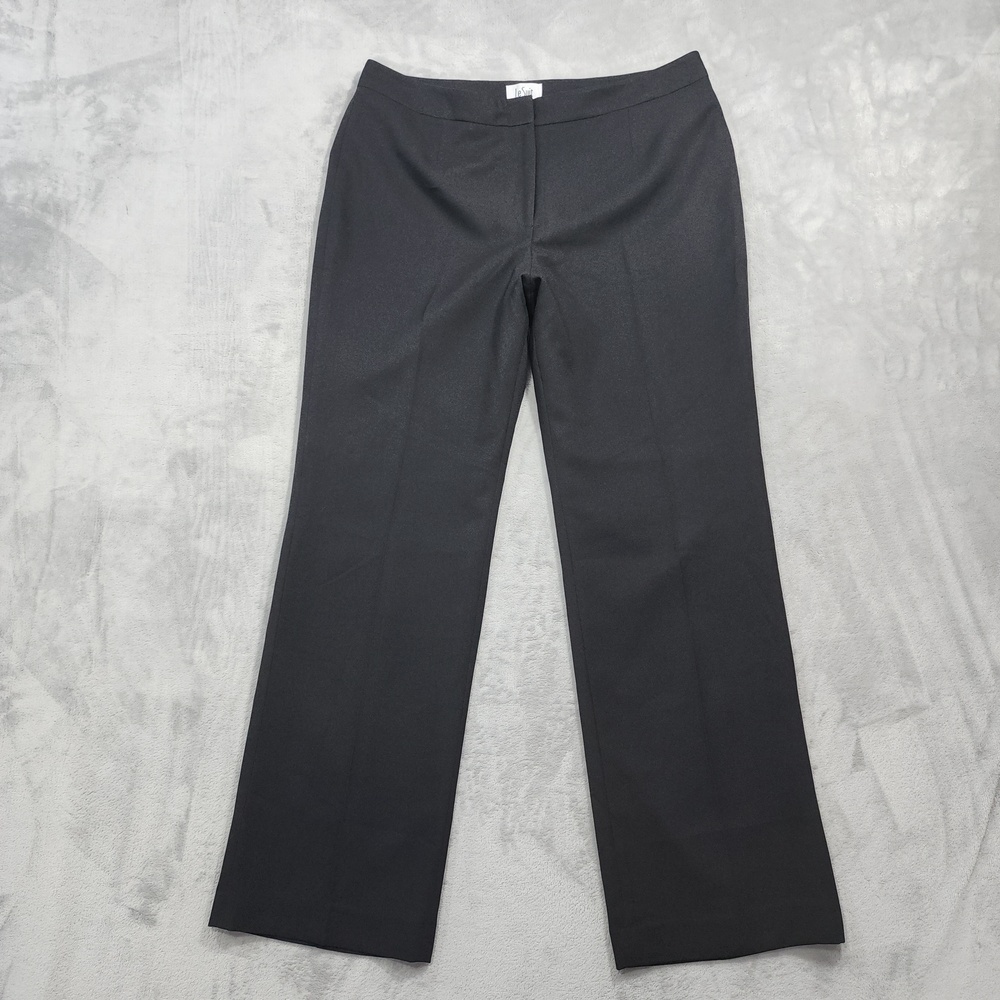 Le Suit Pants Womens 14 Black Twill Straight Dress Lined Zip Office Workwear
